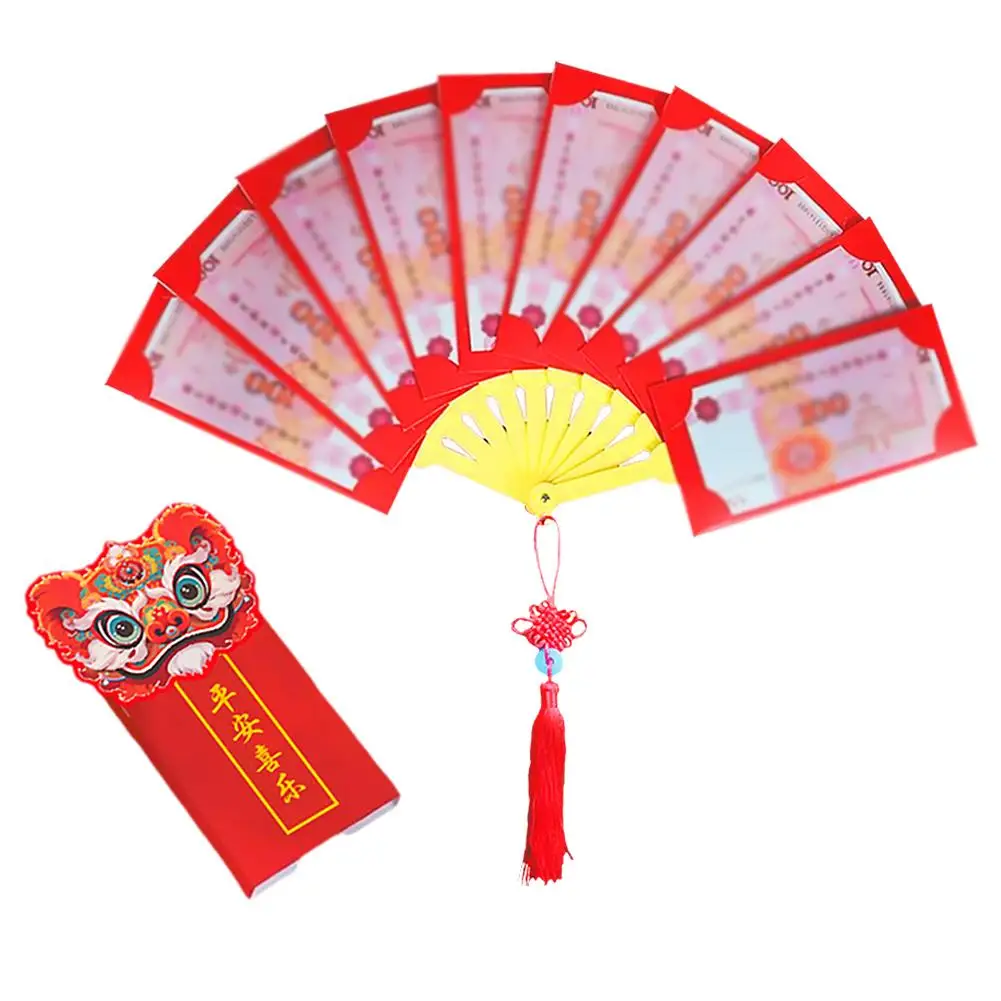 2025 Year of the Snake New Year Fan Shape Red Envelopes Wish Folding Envelope Money Gifts Lucky Pockets Red Best U7T4