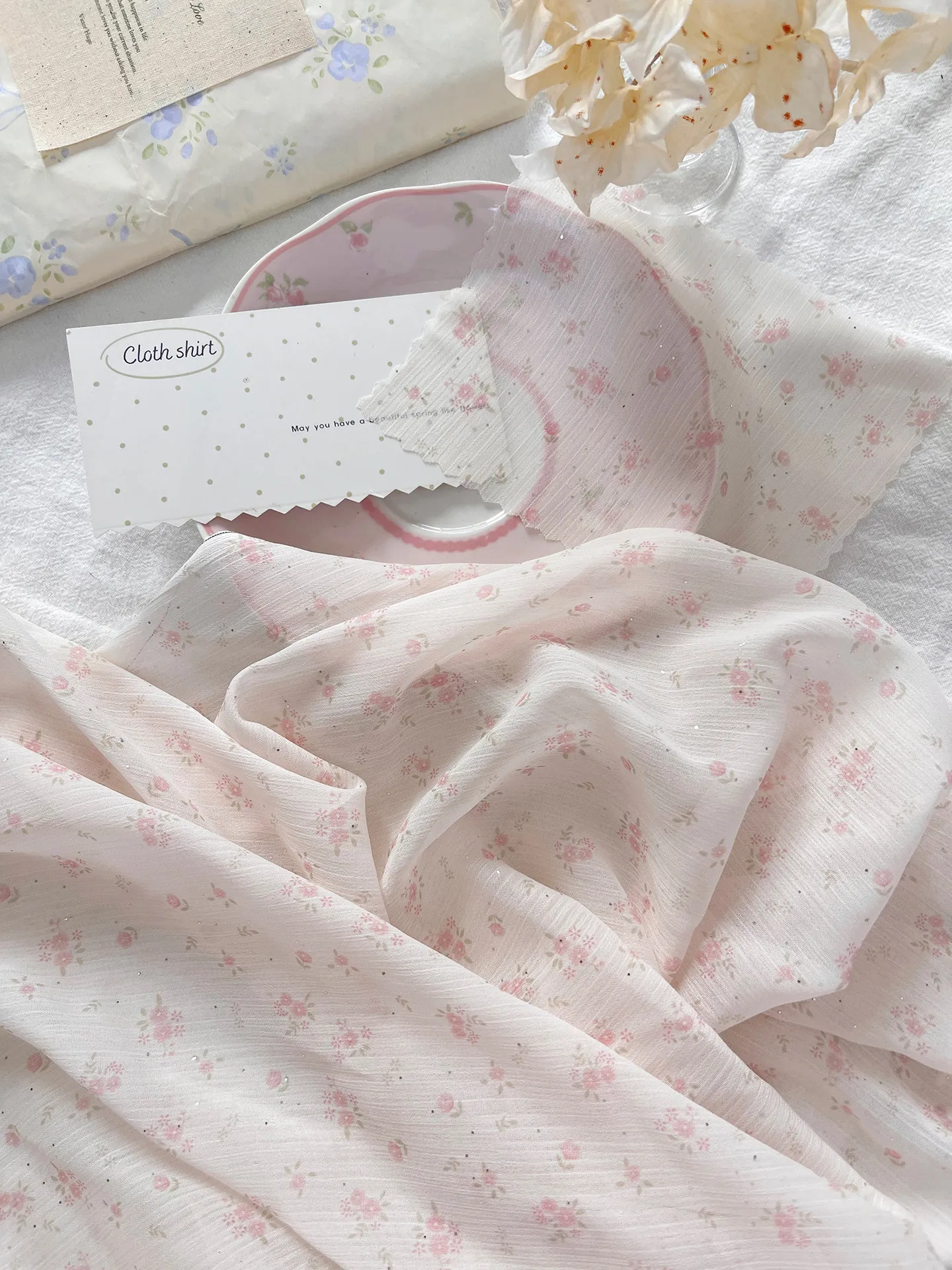 ผ้าชีฟองเนื้อบางโปร่งแสงสีชมพู - Baby Clothing Sewing บทวิจารณ์และราคา