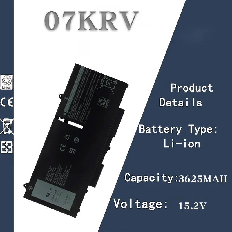 

Laptop Battery for Dell Latitude 14 7430 / 15 7530 - Compatible with 07KRV H4PVC | 15.2V 3625mAh Replacement Battery