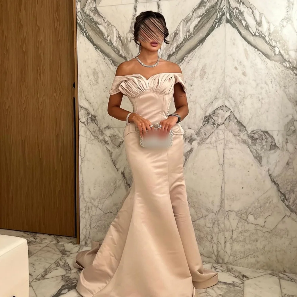 

Индивидуальные шармезные плиссированные темпераментные русалки с открытыми плечами длиной до пола, на заказ, женские вечерние, высокое качество