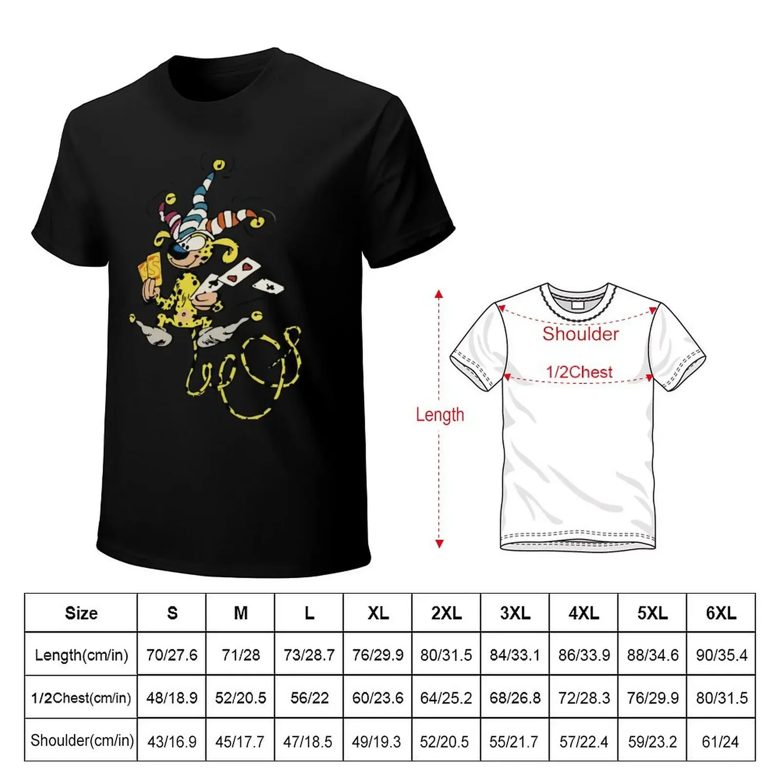 Marsupilami playing cards T-Shirt man t shirt Short sleeve tee vintage graphic tee oversized t shirts for men