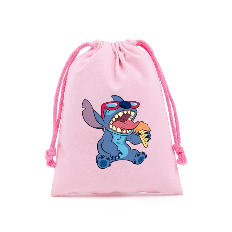 Disney Stitch Drawstring Bag Cute Cartoon Clothes Organiser Portable Large Volume Home Life Supplies Candy Birthday Gift Bags