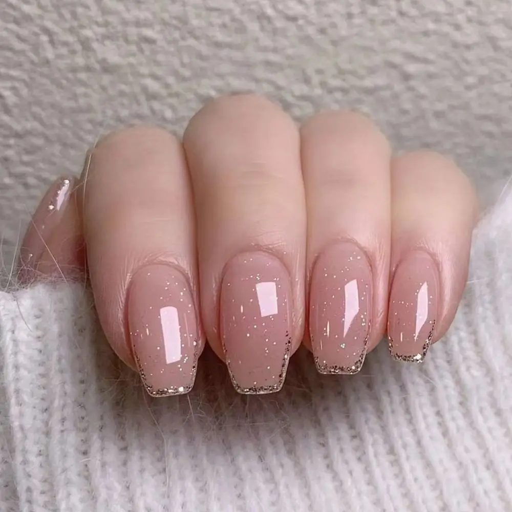 

Fashion Long Ballerina False Nails French Pink Fake Nails Detachable Pure Color Nail Tips Women Girls