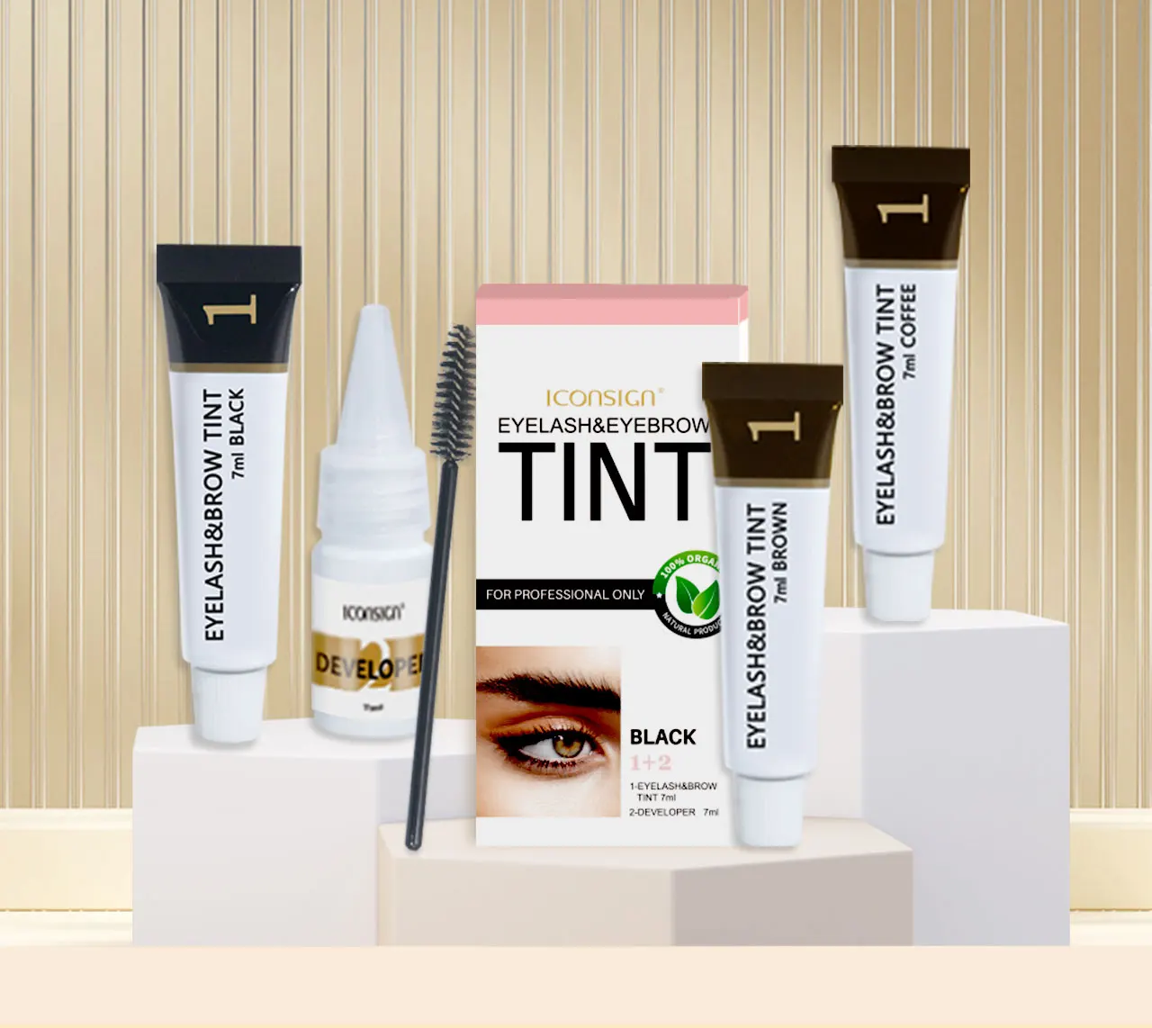 ICONSIGN Wimpern-Augenbrauen-Tönungsset, professioneller Augenbrauenfärbemittel für Frauen, Augenbrauenfärbemittel, wasserdicht, langlebig, Augen-Make-up-Tools – Detail 1