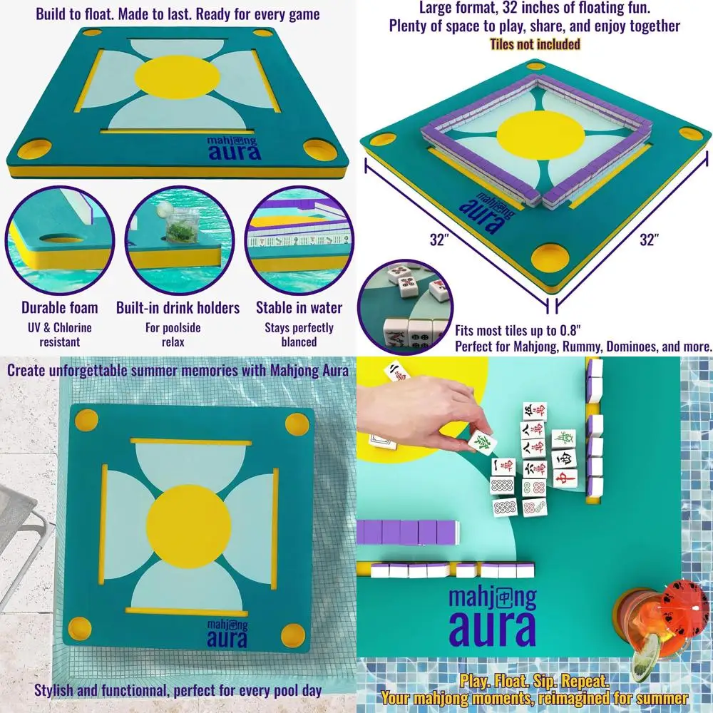 

Poolside Mahjong Float: Floating Board for Pool Games, Card Games, and More