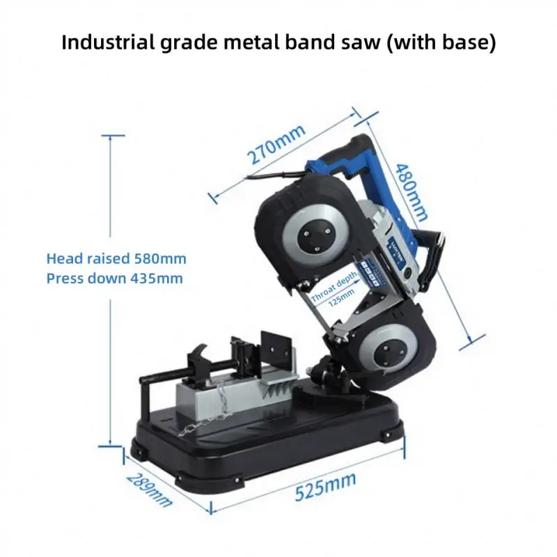 Small Household 45 Degree Metal Band Saw 5-Inch Desktop Wood Metal Cutter High Visibility Features Vertical Style Motor