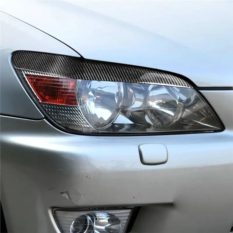 N26R-Headlight Eyebrow Trim Cover Sticker Real Carbon Fiber For Lexus IS200 99-04 Car Exterior Styling Modified Accessories