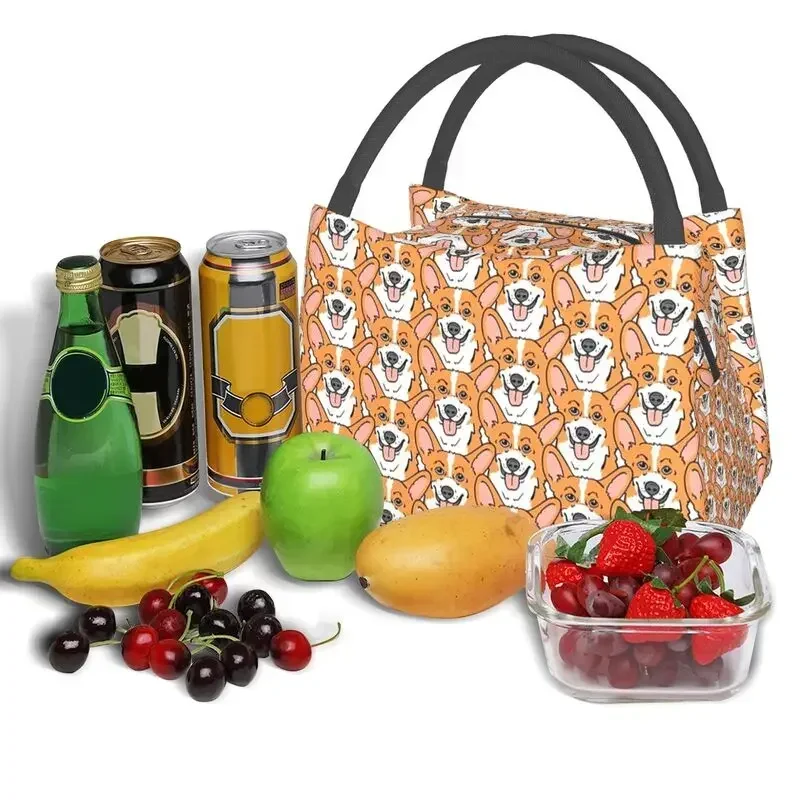

Psychedelic Welsh Corgi Dog Pattern Insulated Lunch Bags for Women Kawaii Puppy Thermal Cooler Food Lunch Box Work Travel