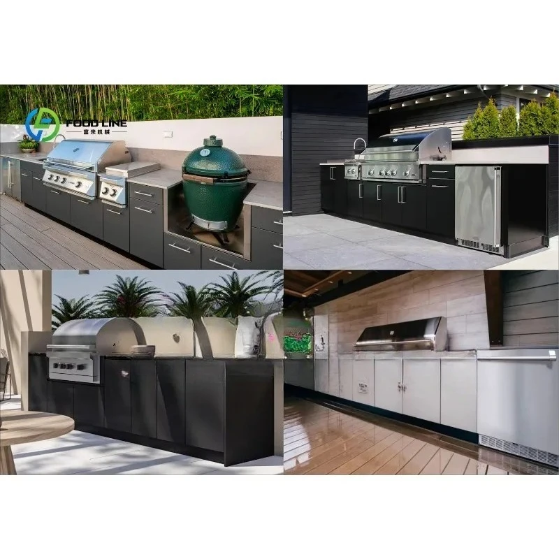 Custom High-quality Outdoor Barbecue Kitchen Island Villa Outdoor Cooking with Drawer Slides Wholesale Outdoor Kitchen Cabinets