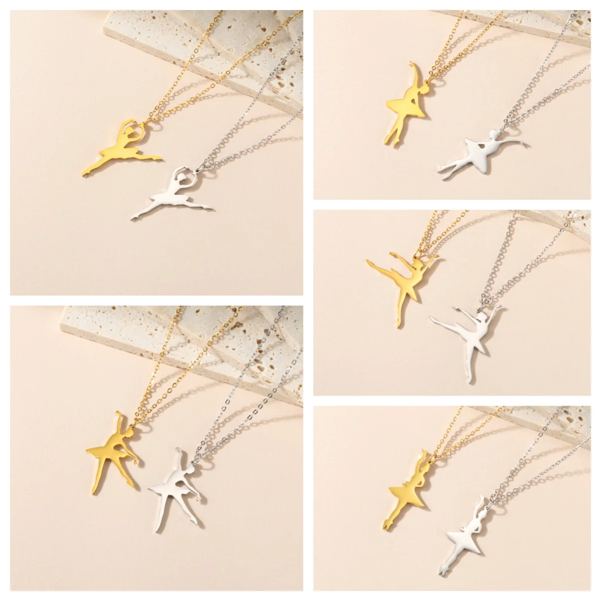 Kkjoy Mode Edelstahl Gold Farbe Ballerina Anhänger Halskette Für Frauen Tanzen Mädchen Schmuck Geburtstag Geschenk Großhandel – Detail 4