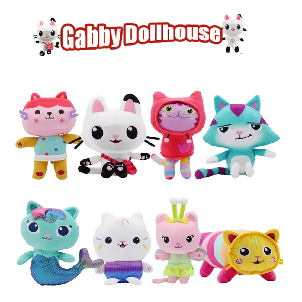 

@-@ HOT Gabbys doll house Plush Toy Mercat Cartoon Stuffed Animals Smiling Cat Car Cat Hug Gaby Girl Birthday Gift