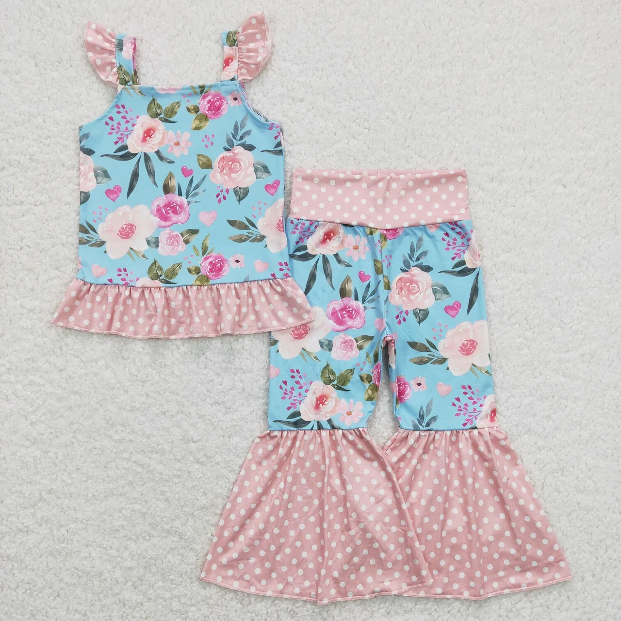 

Wholesale Baby Girl Floral Tops Bell Pants Children Toddler Flower Outfit Kids Infant Sets Clothing