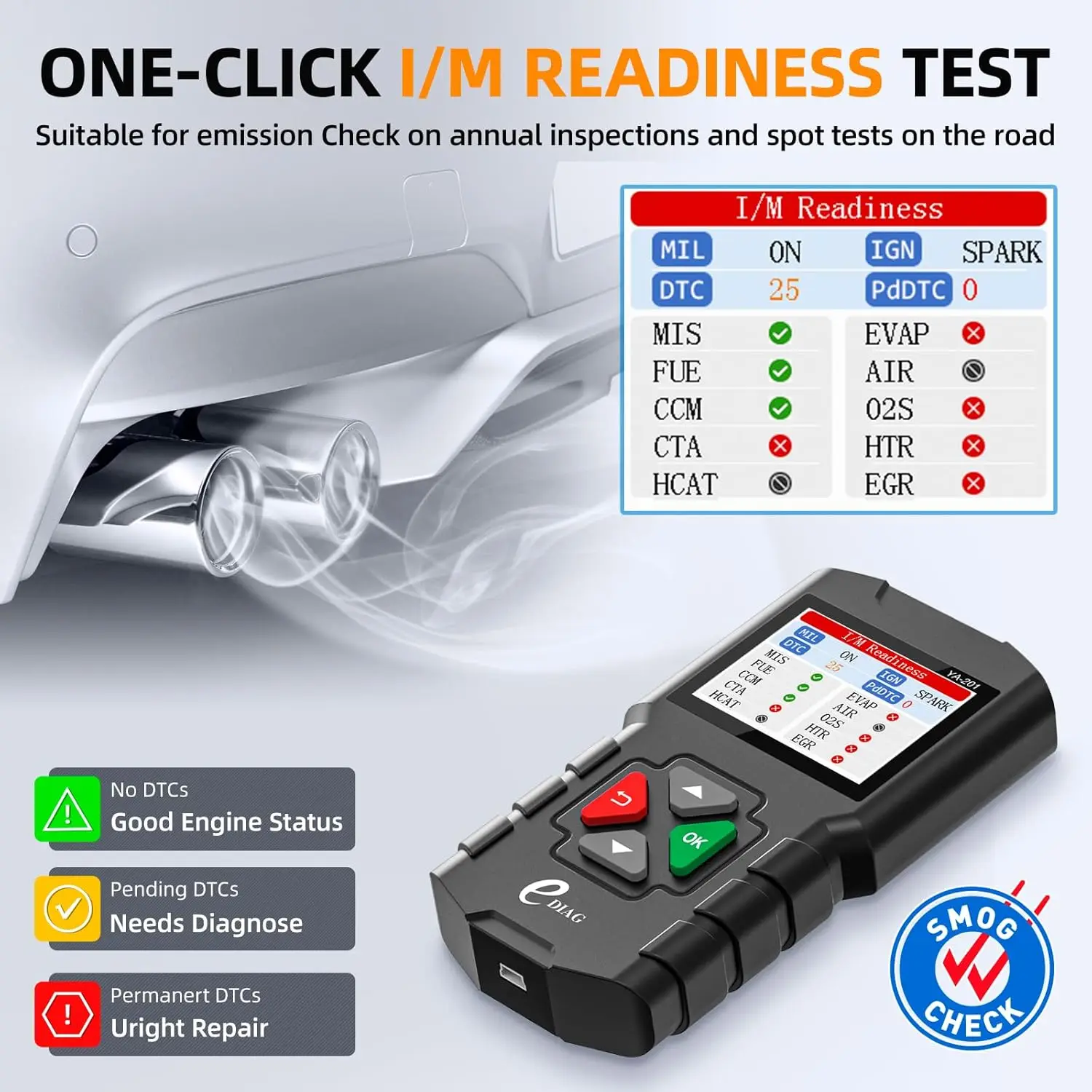 YA-201 Obd2 الماسح الضوئي طرق Obd2 الكاملة تحقق قارئ رمز المحرك 1996 + obdii/EOBD/KOBD/CAN سيارات بث البيانات المباشرة التوصيل اللعب #4