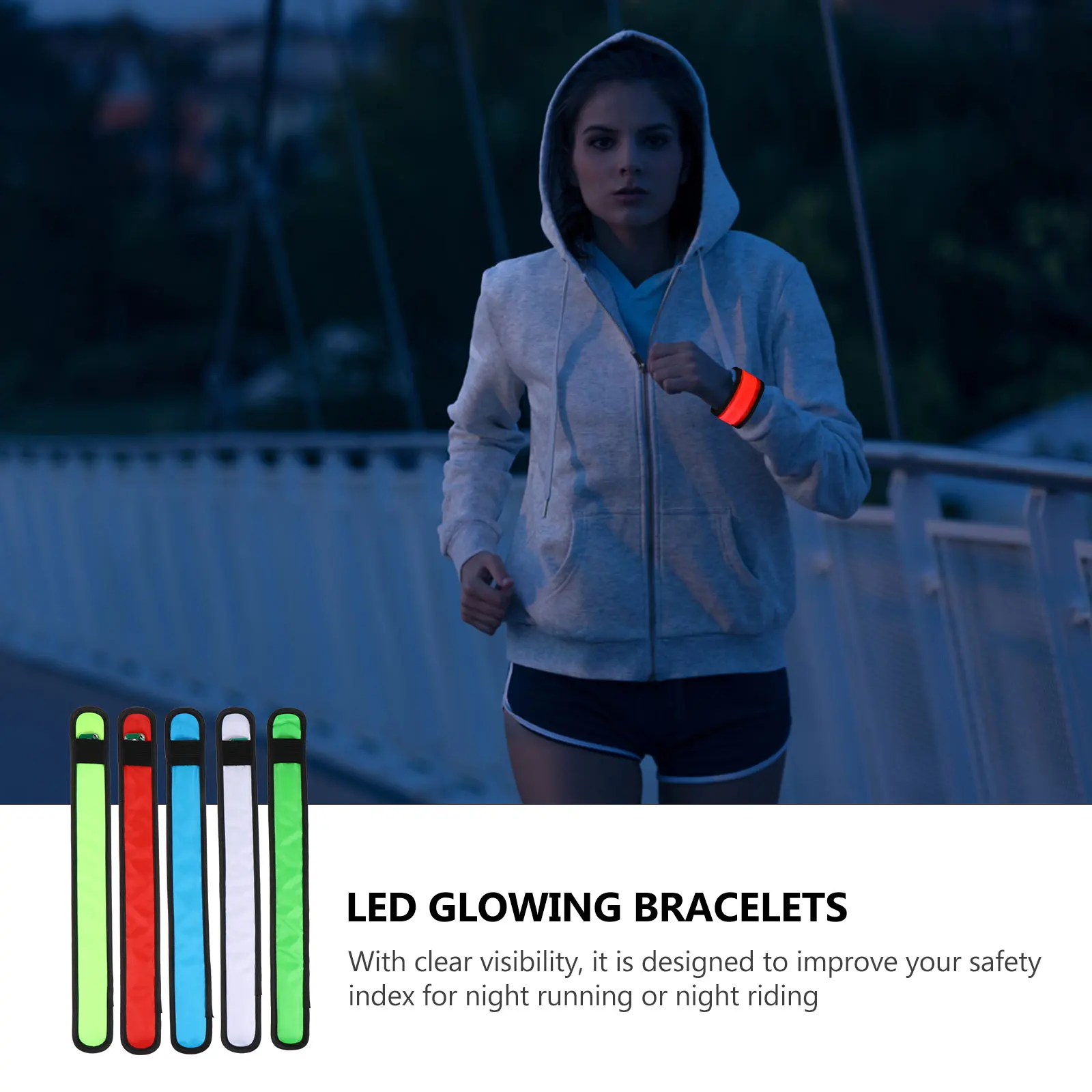 5 قطع متوهجة بات الذراع حزام الأساور سوار LED ليلة تشغيل الإضاءة شارة الأدوات في الهواء الطلق التخييم التنزه #6