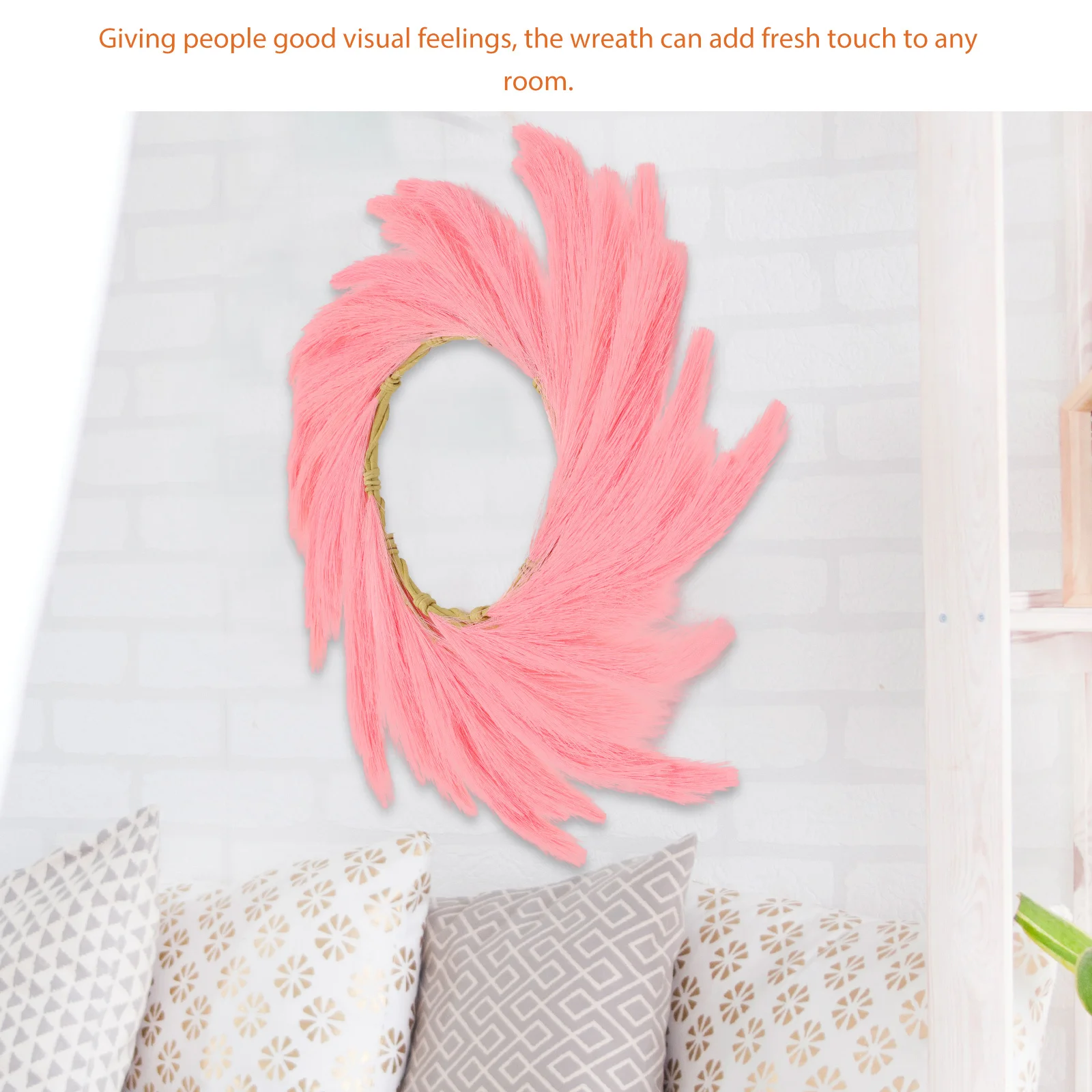 محاكاة بامباس العشب إكليل الفراغميت الاصطناعي ديكور الباب الأمامي تسجيل المنزل حلية لا سقي الحاجة فراغميتس إكليل