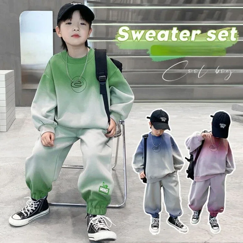 

Boys Clothes Sets Kids Sweatshirt+Pant 2pcs Suit Gradient Costume 2024 Spring Autumn Children's Korean Style Clothing