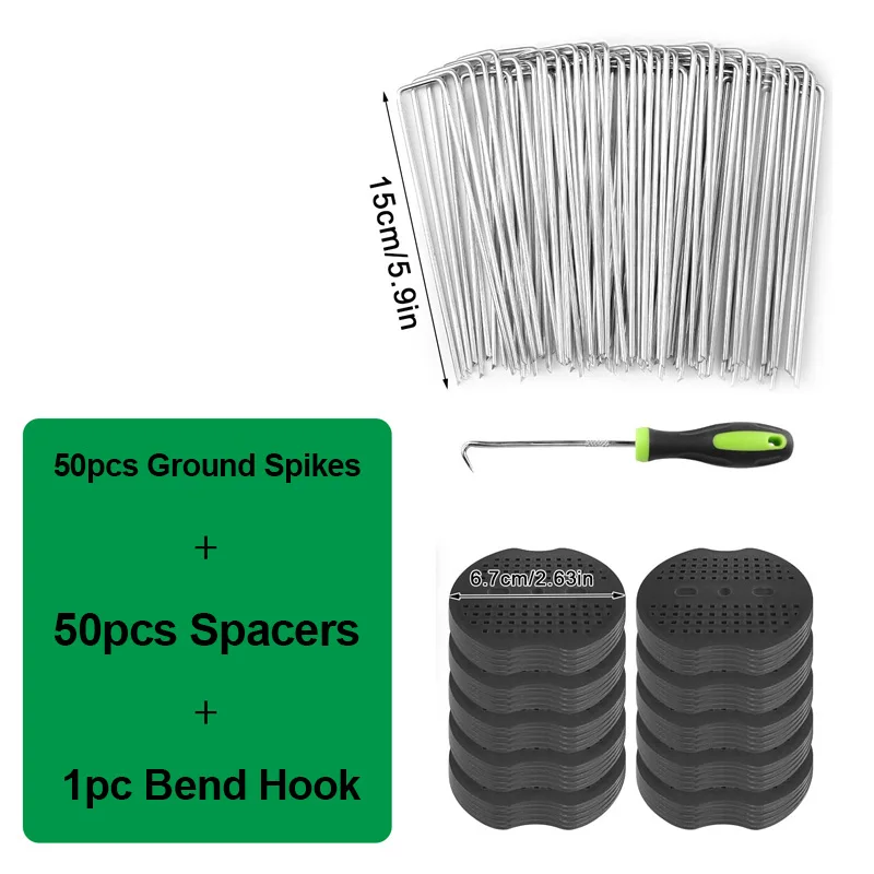 50 Packs U-shaped Ground Nails Pipe Mulch Nails Green Lawn Succulent Tent Fixed Galvanized Steel Nails Grass-proof Cloth Nail