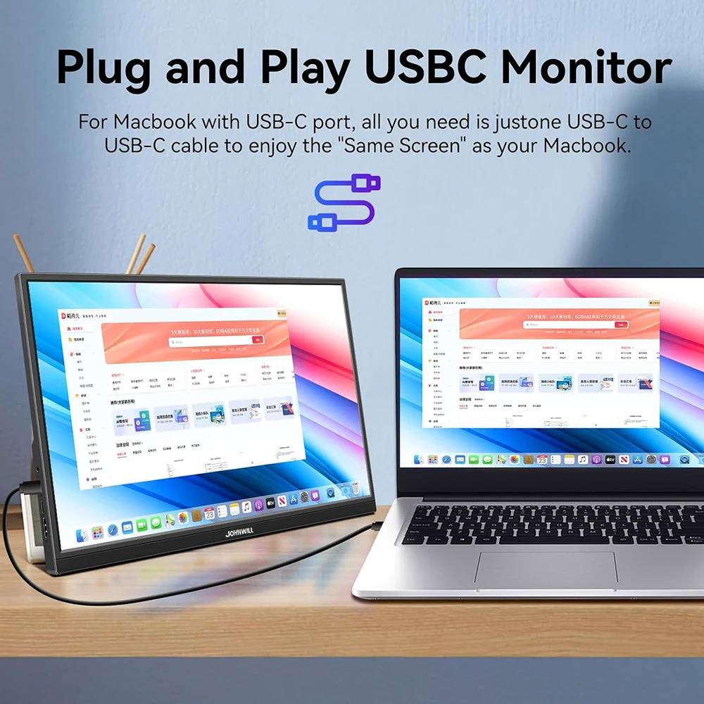 16 Inch Portable Monitor 1920*1200 IPS Plug and Play Laptop Monitor USB C Travel Monitor for Mac PC Phone PS4/5 Xbox Switch