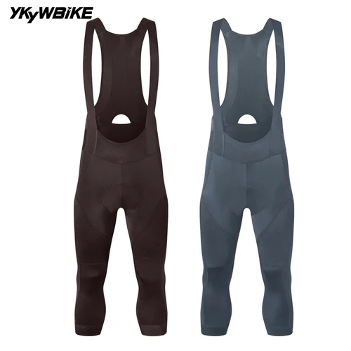 YKYW pantalones cortos de ciclismo para hombre mallas deportivas acolchadas para bicicleta de montaña color azul oscuro café y gris oscuro 4 horas de autonomía verano 3/4
