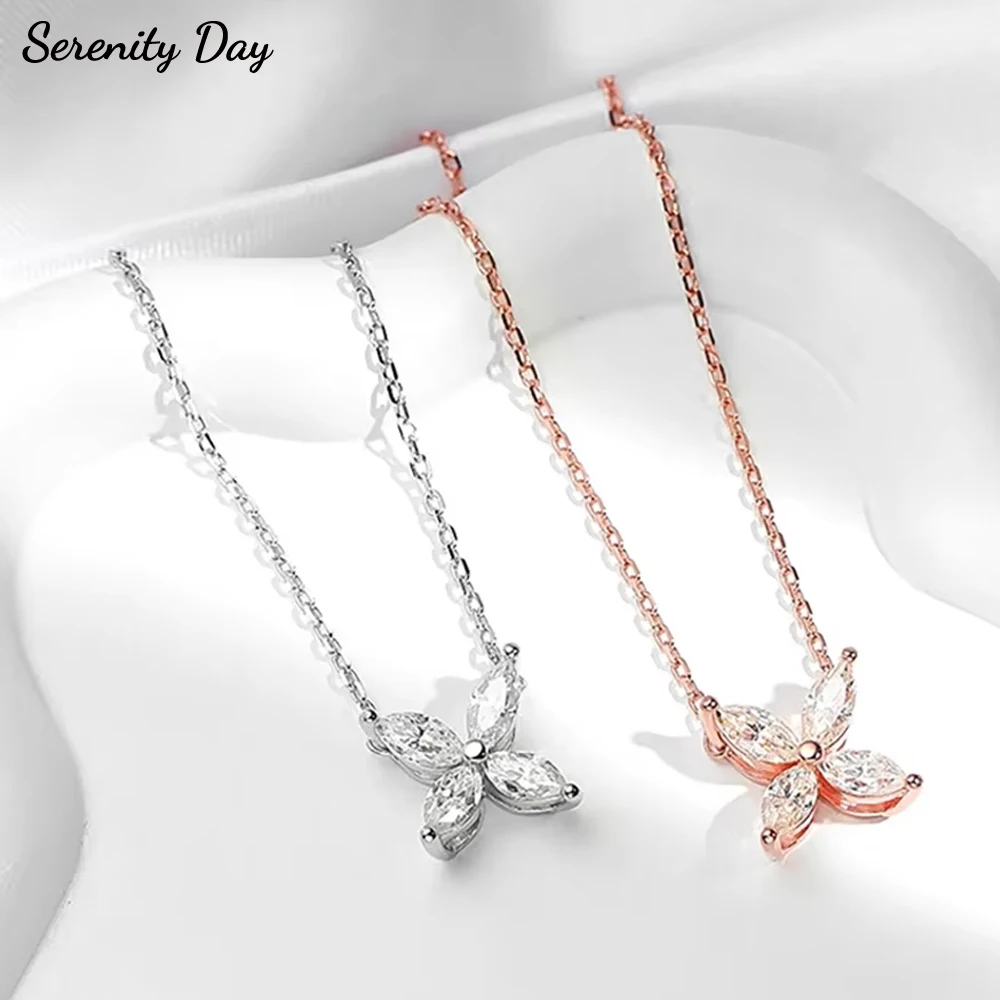 

Serenity 1.2ct Marquise D Color Moissanite Necklace Women Gift 100% S925 Sterling Silver Plated 18K Pendant Horse Eye Neck Chain