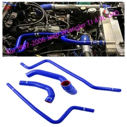For 1997-2006 Jeep Wrangler TJ 4.0L LHD Radiator Hoses 1998 1999 2000 2001 2002 2003 2004 2005 Silicone Tubes Kit 4Pcs 11 Colors