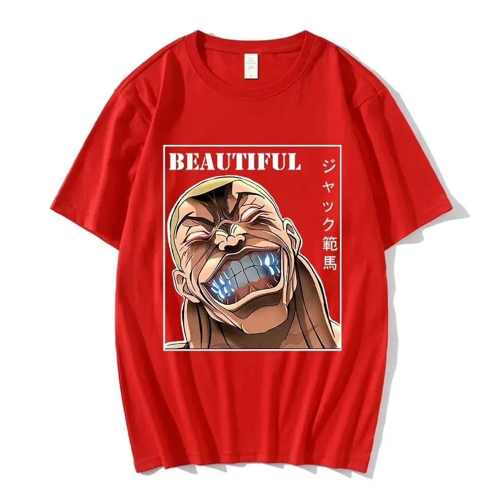 Anime Baki The Grappler T-shirt Manga Hanma Yujiro Short Sleeve T-shirts Oversized Cotton Casual Tee Shirt Streetwear Couples