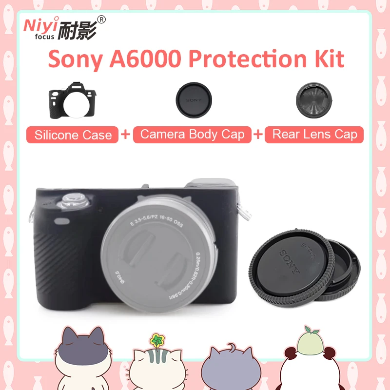 Custodia in Silicone per Sony A6000 ILCE-6000L TPU fotocamera morbida in gomma siliconica per Sony ILCE-6000 con cappuccio posteriore dell'obiettivo del cappuccio del corpo della fotocamera