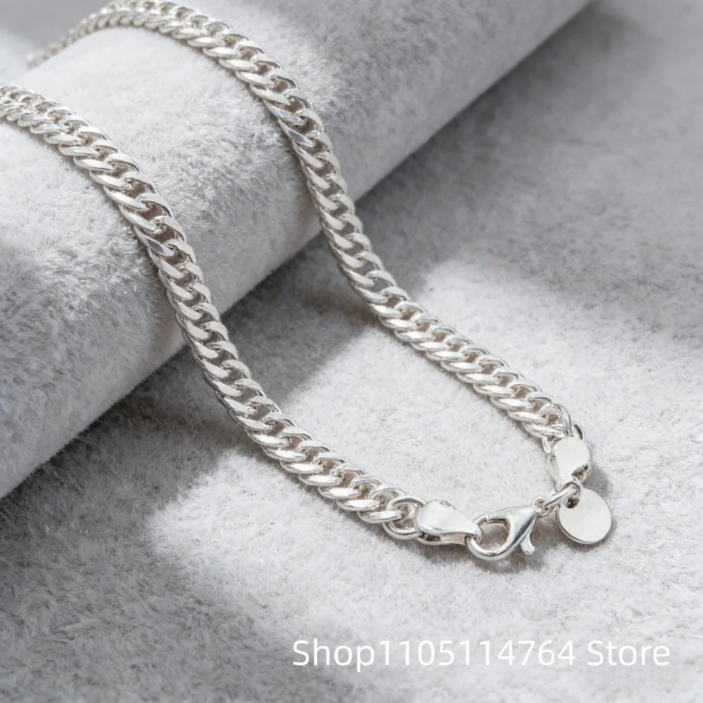 

Серебряная цепочка Cuban Link 925 пробы для женщин, классическое колье-цепочка с застежкой-карабином, украшение в стиле хип-хоп для повседневной носки