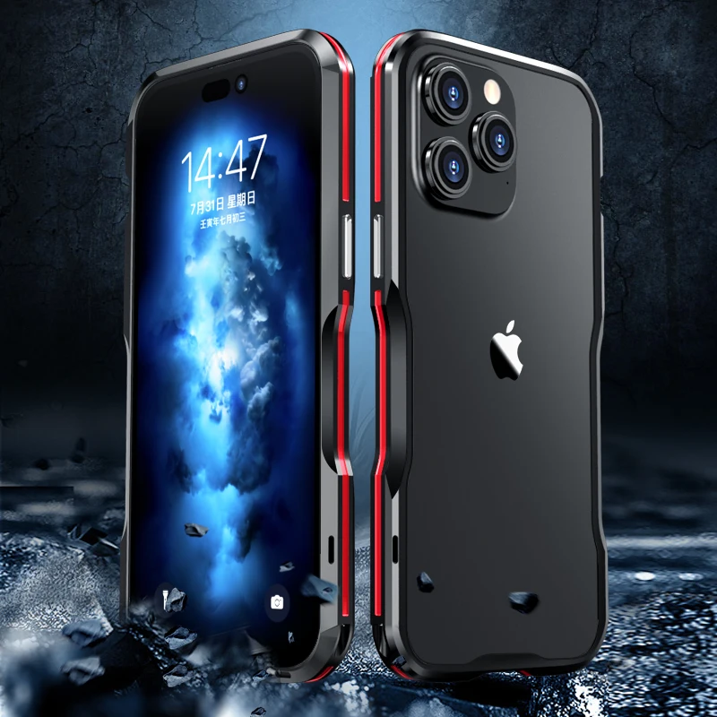 Luxury Aluminium Metal Bumper Case, Cover for Apple iPhone 16 15 Pro Max, 14, 13, 12 Pro Max, 15 Plus Shockproof Cover