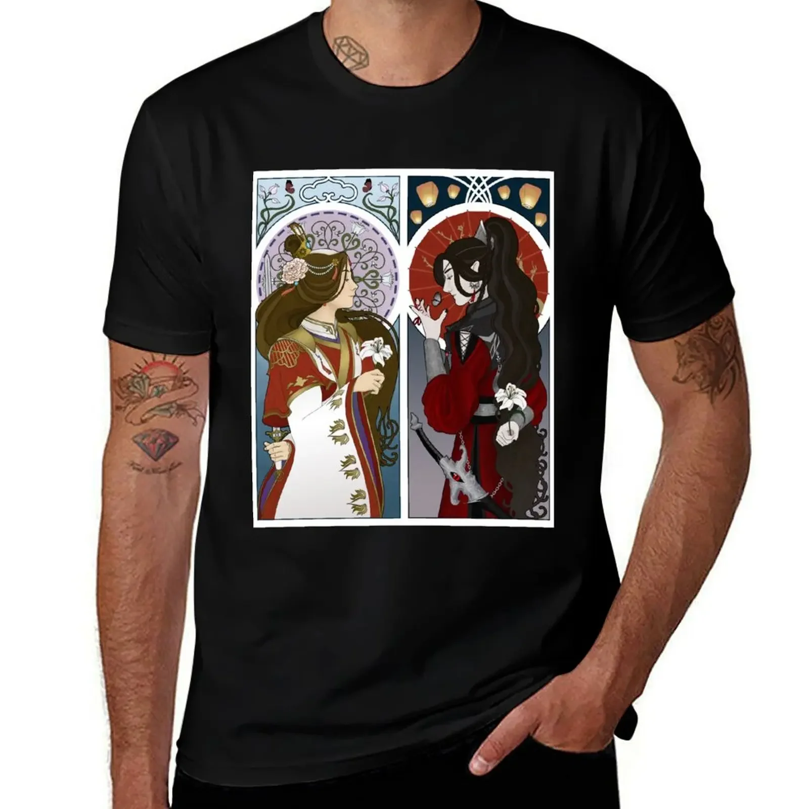 

Art Nouveau Xie Lian & Hua Cheng - TGCF/Heaven Official's Blessing T-Shirt summer 2025 compression shirt men