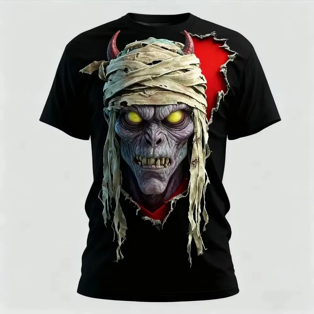Horror Zombie 3D Print T Shirt for Men Fashion Halloween Dress Up Short Sleeve Street Trend Breath Oversize Parent-child Tee Top