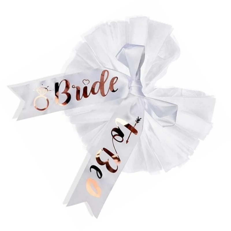 Bride To Be Bow Veil Skirt Wedding Party Bridal Shower Beach Veil P8DB