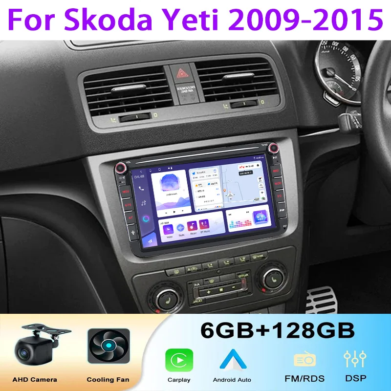 

8'' 6+128GB Car Radio For Skoda Yeti 2009-2015 Wireless Carplay Apple Android Auto Intelligent System Camera GPS BT Head Unit