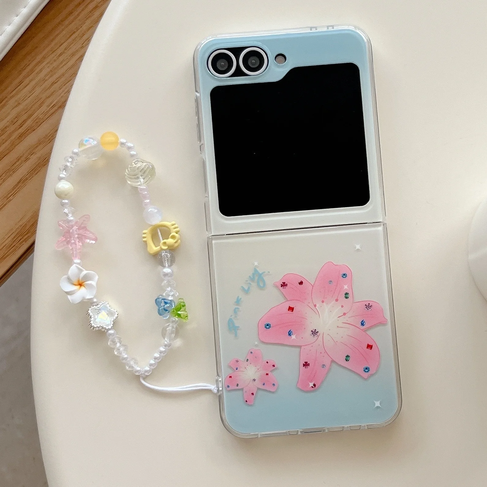 

Чехол с градиентом цвета лилии и цветочным принтом для Samsung Galaxy Z Flip 7, чехол-браслет для телефона Samsung Z Flip 6 zflip 5 ZFlip4 3, тонкий чехол