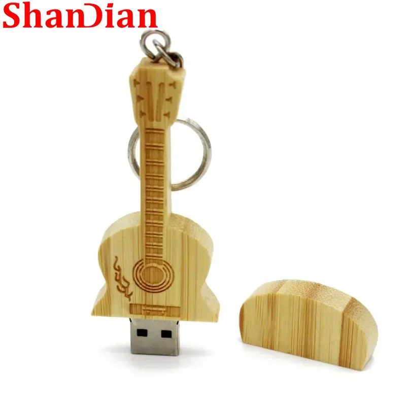 

SHANDIAN Wooden Guitar USB2.0 Flash Drive 4GB 8GB 16GB 32GB 64GB 128 Gifts Key Chain Pen Drives Wedding Memory Stick U Disk