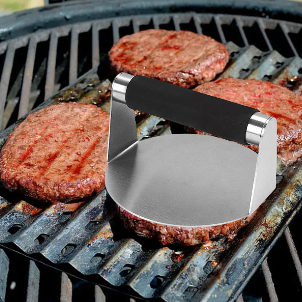 Stainless Steel 5.5 Inch Smash Burger Press with Anti-Scald Handle Bacon Grill Hamburger Smasher Tool for Smashburger Bacon Meat