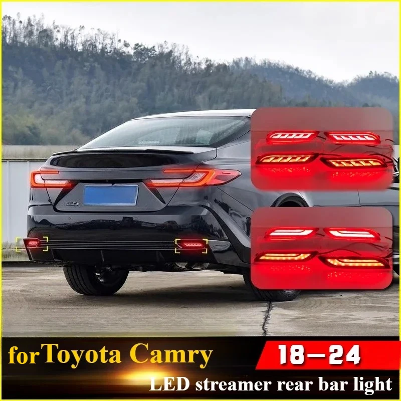 

For 2018-2024 Toyota Camry Rear Bumper Tail Light, 1 Pair, LED Streaming Brake Lights High-brightness Turn Signal Pilot Lights