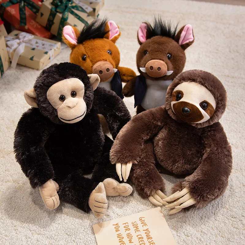 28 センチメートルオランウータンナマケモノイノシシ人形スーパーソフトぬいぐるみ豚ゴリラ猿ぬいぐるみ漫画の装飾誕生日プレゼント