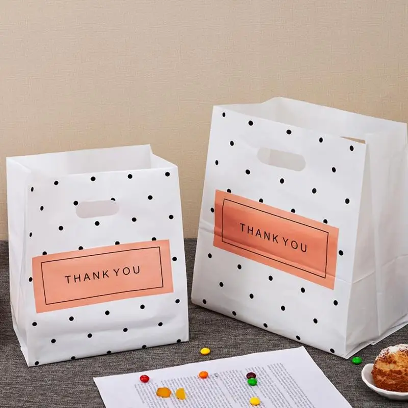 50pc Thank You Plastic Gift Bags Storage Shopping Bags with Handle Christmas Wedding Party Favor Bag Candy Cake Wrapping Bags