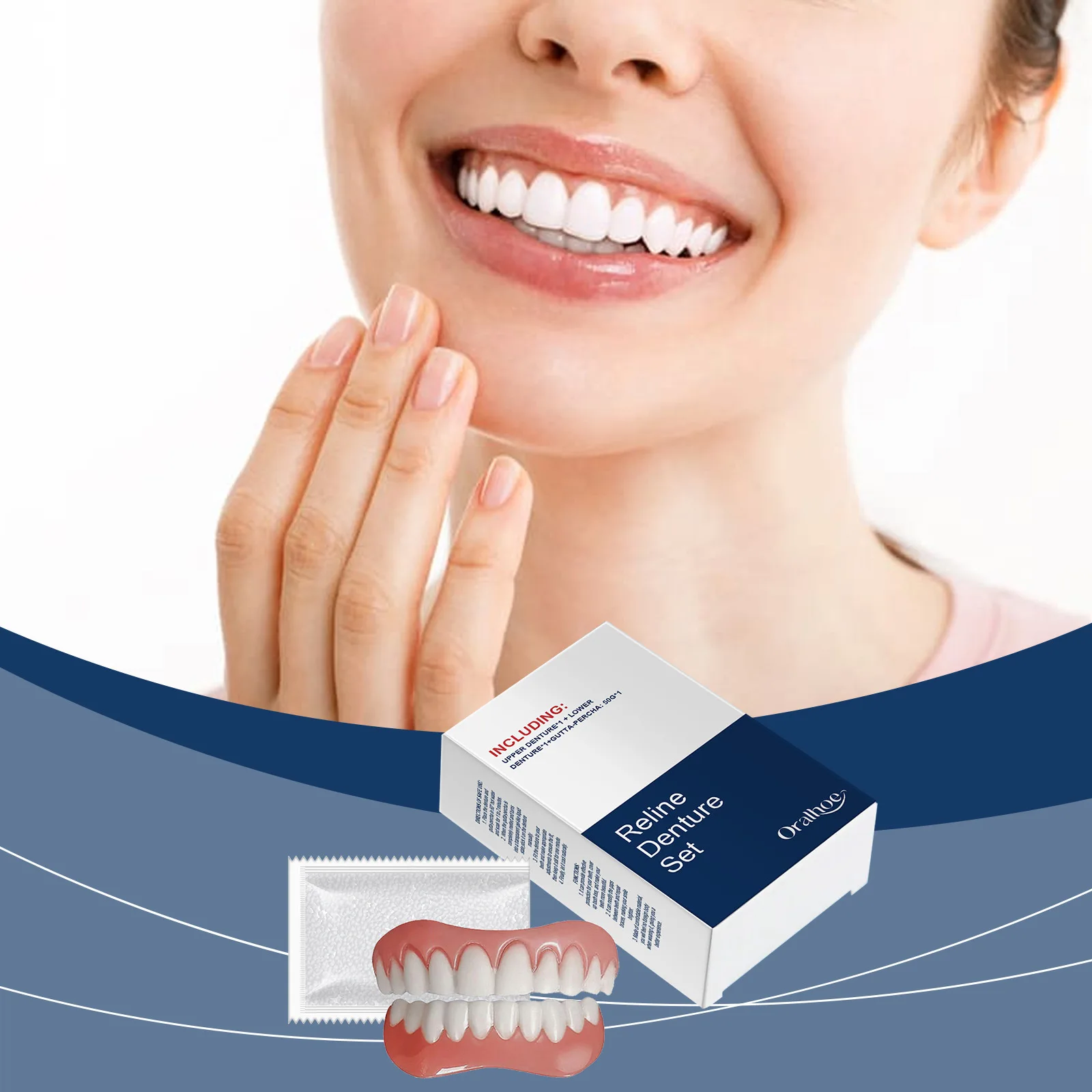 False Teeth Dentures Temporary Tooth Oral Simulation Braces Upper Lower Veneers Dentures Whitening Orthodontic Silicone Dentures