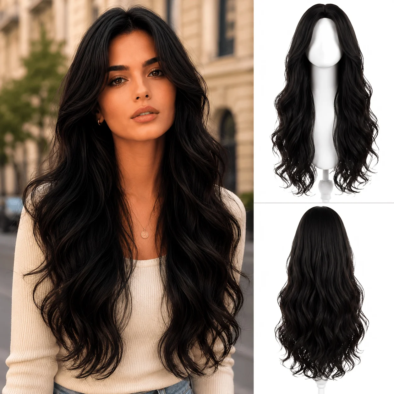 Natural black African curly/coarse hair wig, suitable for black people and men - long fluffy braids/curly hair