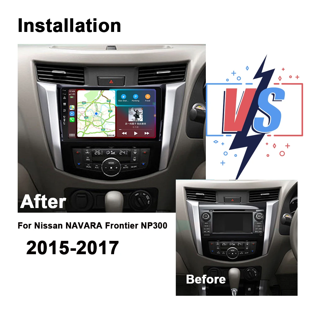 Rádio do carro para Nissan NAVARA Frontier NP300 2011-2018, Android 12 Stereo, leitor de vídeo multimídia, GPS, 360 Camera Audio