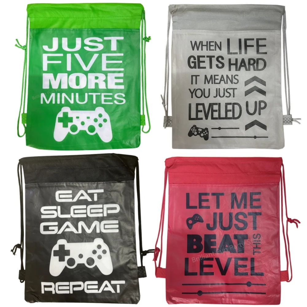 Video Game Theme Party Favors Nonwoven Fabrics Backpack Birthday Party Game on Drawstring Bag Baby Shower Christmas Decorations