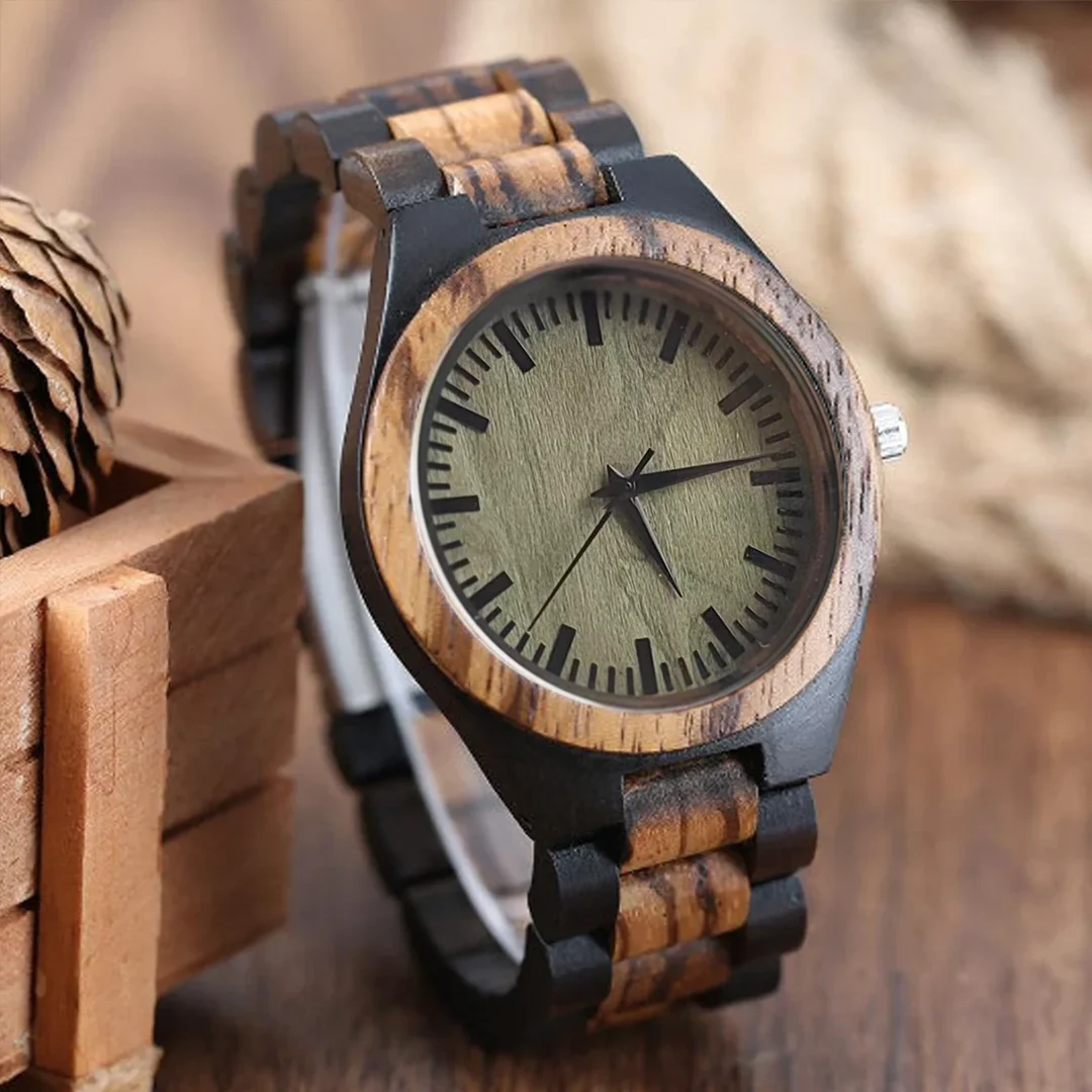 

Watch Men Wood Personalised Wrist Watch For Men Luxury Timepieces Chronograph Wood Quartz Watches Box for Him Gifts Dropshipping