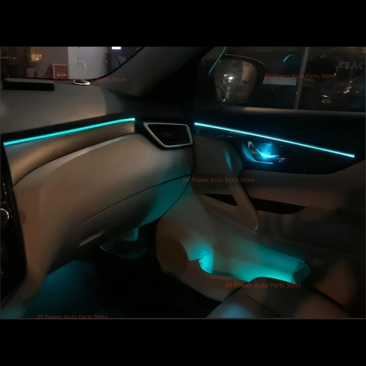 For Nissan Qashqai 2016-2025 LED Ambient Light Automotive interior lighting upgrade Piano Black carbon fiber texture trim strip