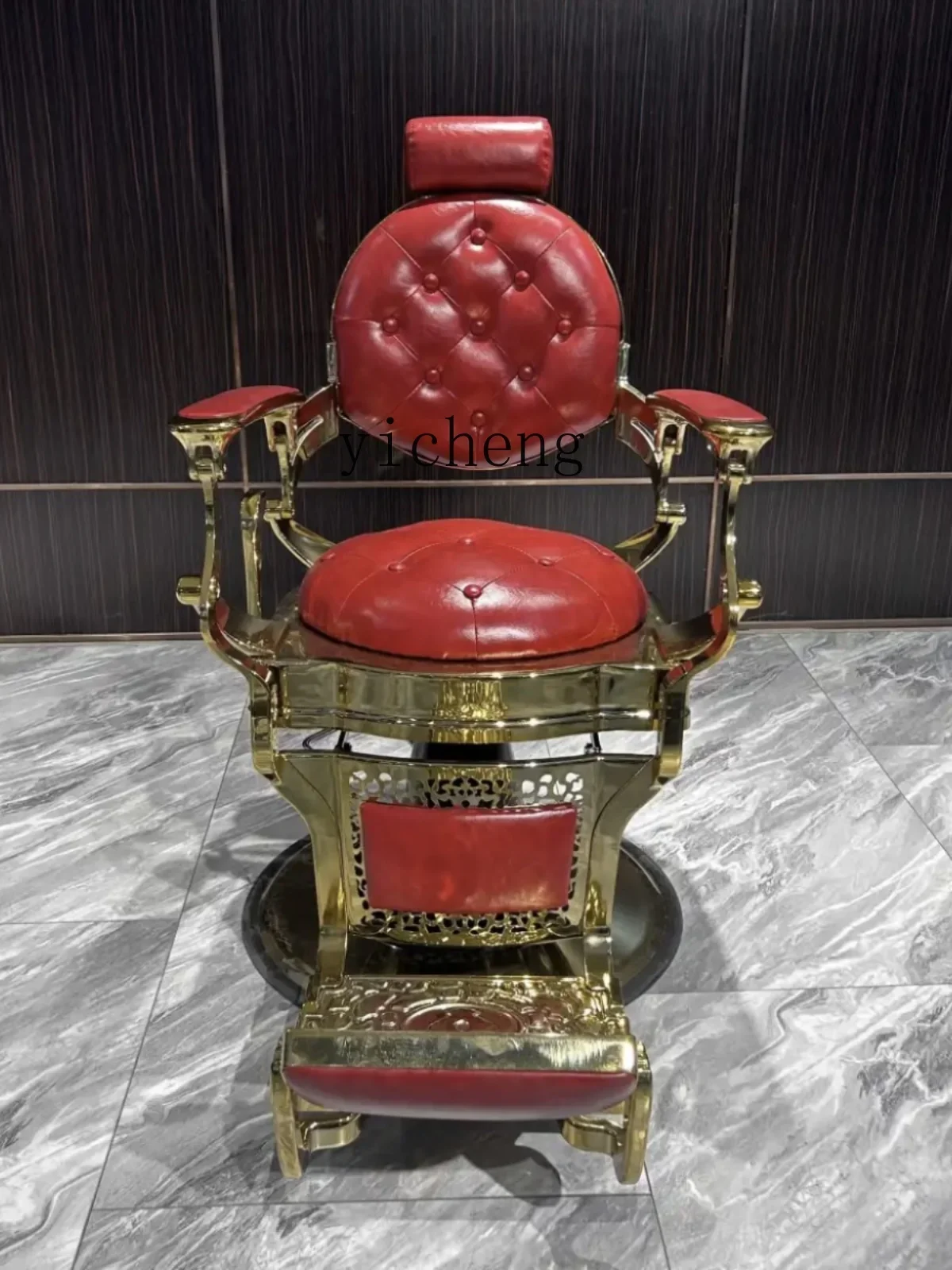 AA  High-End Retro Oil Head Chairs Men's Shop Hair Cutting Chair Put down Scraping Shaving Face Hot Dyeing Hair Chair