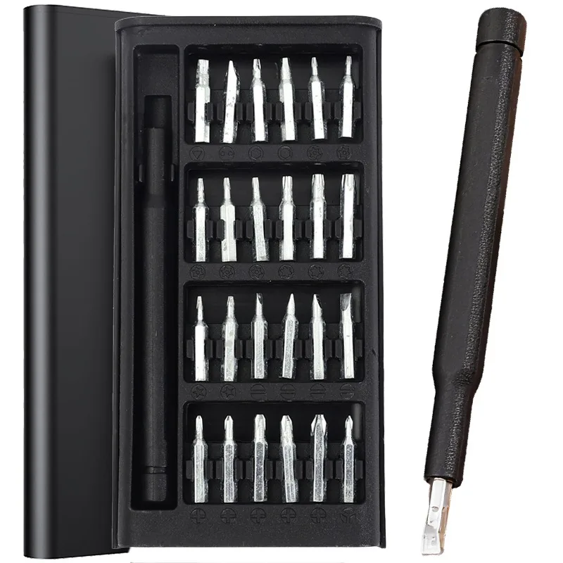 Zestawy mini śrubokrętów 25 w 1, sześciokątne, płaskie, magnetyczne śrubokręty do naprawy okularów, zegarków, narzędzia ręczne DIY