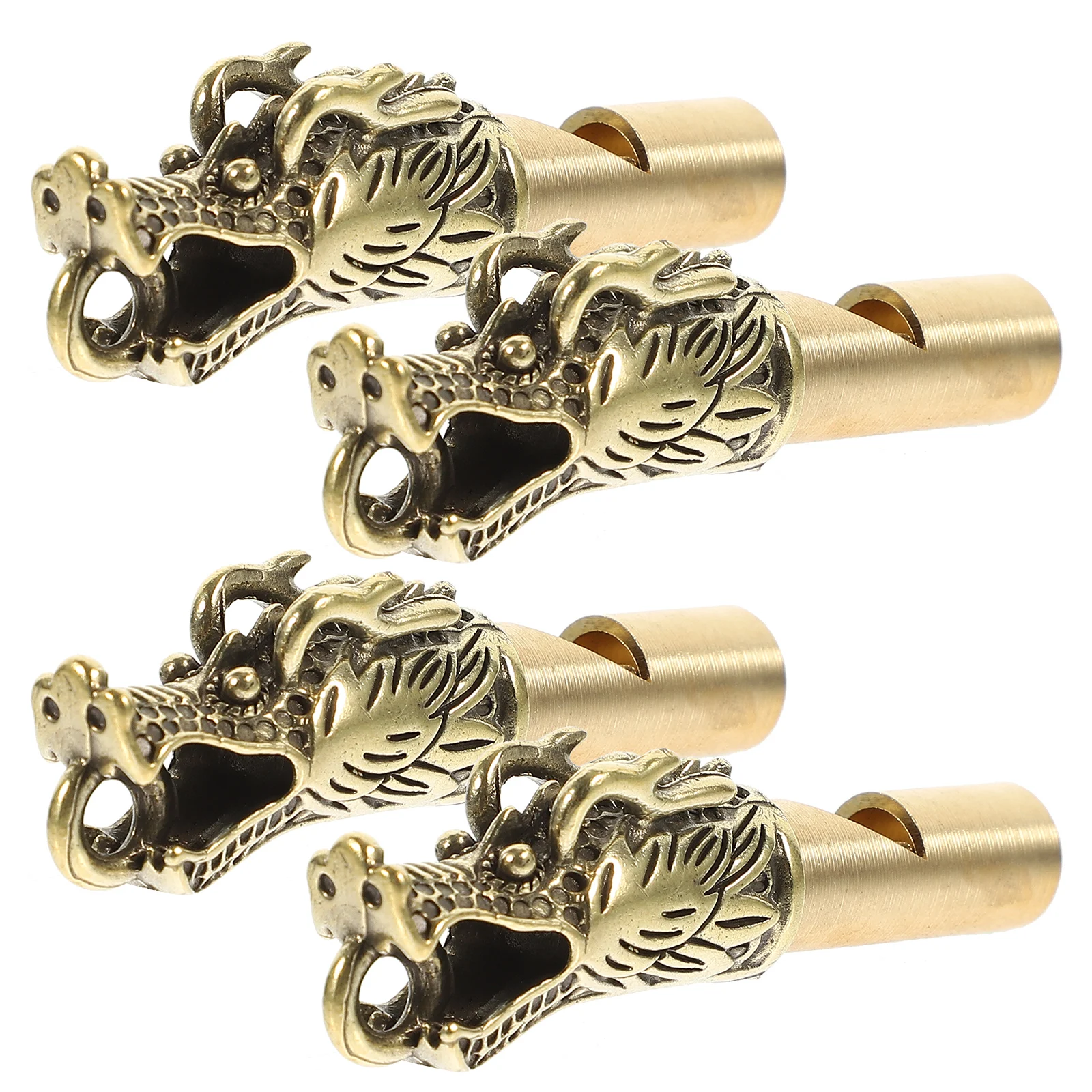 

4Pcs Dragon Head Whistle Keychain Brass Animal Shaped Emergency Whistle Loud Outdoor Survival Camping Hiking Sports Safety