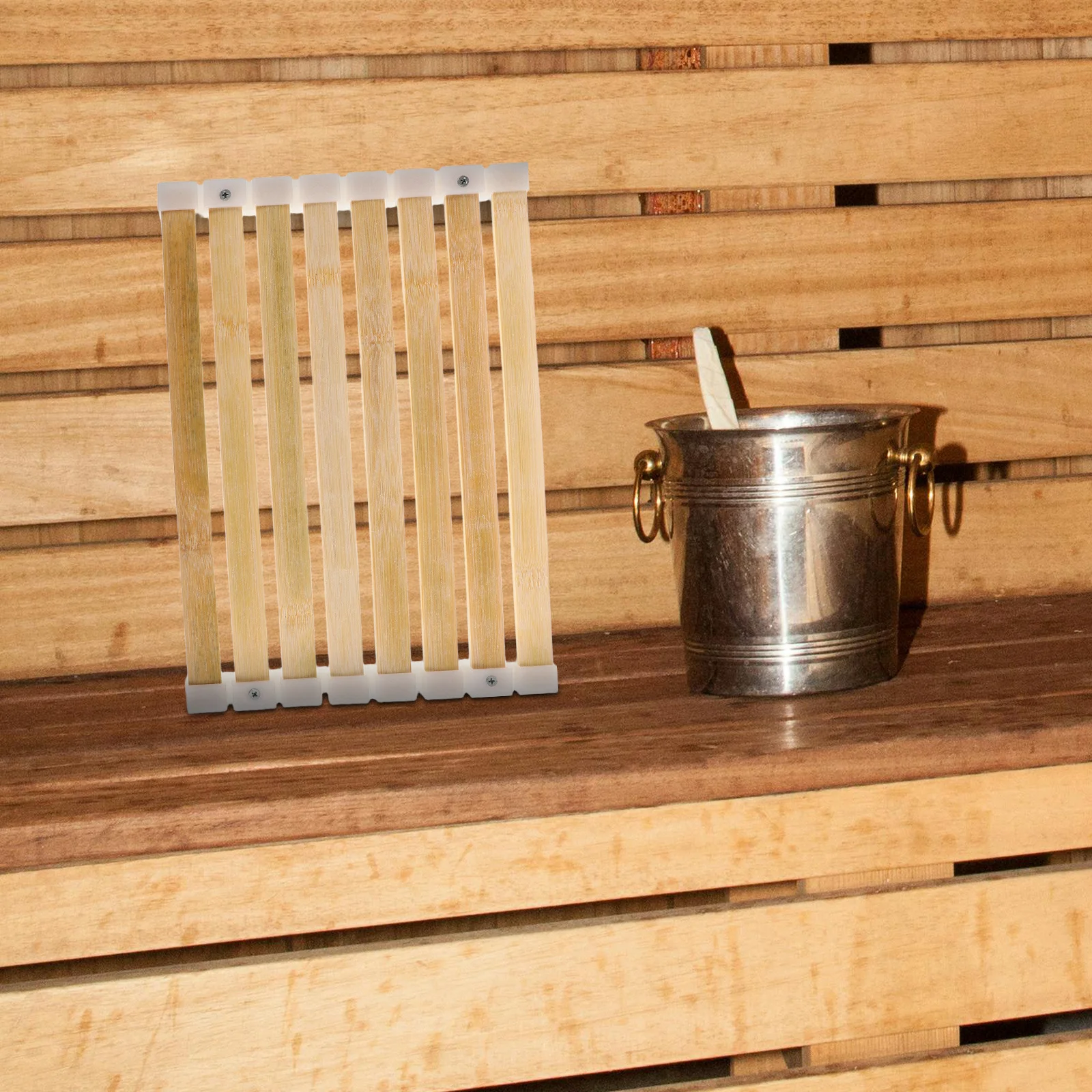 

Sauna Seat Cushion Bamboo Strip Design Nonslip Heat Resistant For Bathroom Shower Spa Steam Room Accessory