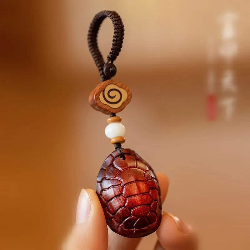 Rosewood Anime Turtle Keychain Pendant Mobile Phone Fortune Turtle Back Male and Female Personality Creative Gifts Chinoiserie